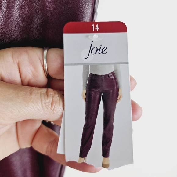 Joie Burgundy Faux Leather Pants NWT Plus Size 14 - Picture 3 of 12